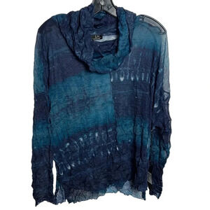 HABITAT  LIV blouse,women NEW! XS,S,M & XL.Blue,gauzy,crinkle,sheer,mesh,cowl